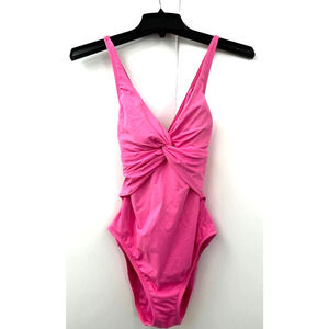Bleu Rod Beattie One Piece Pink Cross Front Tummy Control Size 6